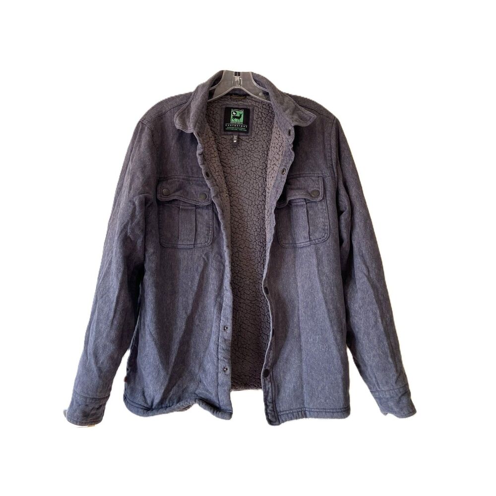 HIPPYTREE Mens Sherpa Lined Flannel Jacket M Bluish Grey